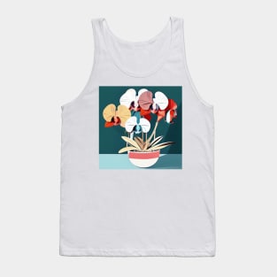 Stylized Earth Tone Orchids Tank Top